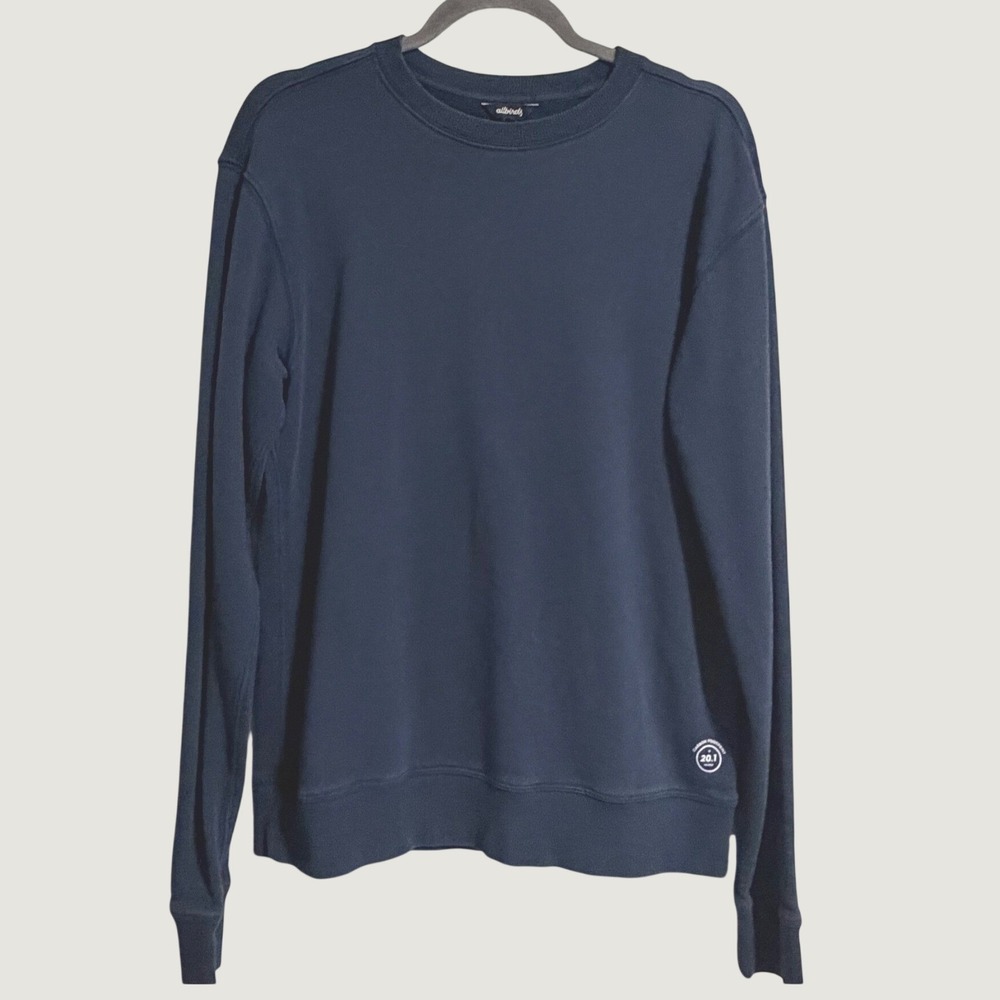 Allbirds R&R Crew Sweatshirt Navy Blue Organic Pima Cotton Hemp Blend Medium